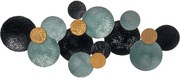 Faldekoráció körökkel, 121 cm x 4 cm x 53 cm, fém, kék fekete