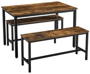 TREVOR bárszett: bárasztal és 2 db pad, barna/fekete