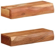 2 darab tömör akácfa fali polc 40x17x8 cm
