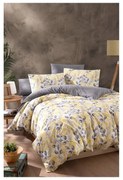 Sárga-szürke kétszemélyes hosszabbított ágyneműhuzat lepedővel, négyrészes 200x220 cm Leaves – Mila Home