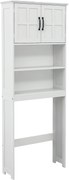kleankin Wc fölötti szekrény mosógéphez, 2 ajtóval, nyitott polcokkal és állítható polccal, fürdőszobaszekrény 66x23x178 cm Fehér | Aosom