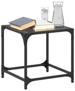 2 db acél dohányzóasztal fekete üveglappal 40 x 40 x 40 cm