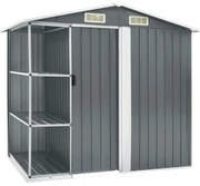 szürke vas kerti fészer állvánnyal 205 x 130 x 183 cm