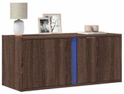 barna tölgyszínű fali TV-szekrény LED-del 80x31x35 cm