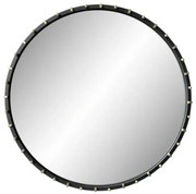 Glamour fekete kerek fali tükör arany színű betétekkel 90 cm