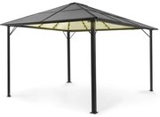 Pantheon Solid Sky Ambient Solar, pavilon tetővel, 3 × 4 m, polikarbonát, alumínium, megvilágított
