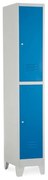 Fém szekrény - 2 doboz, 38 x 45 x 195 cm, fix lábakkal, hengerzár, kék - ral 5012