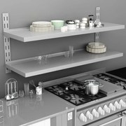 kétszintes rozsdamentes acél falra szerelhető polc 150 x 30 cm