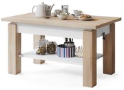 Bővíthető dohányzó/étkezőasztal polccal ADONIS sonoma tölgy/fehér