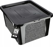 Tároló Doboz Rendszerező 20L Műanyag Játék Doboz Fedéllel Fekete