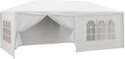 Outsunny 6x3 m-es Kerti Sátor, Levehető Kültéri Pavilon 4 Ablakkal, 2 Cippzáros Ajtóval és Vízálló Tetővel Teraszra, Pavilonra, Tengerpartra, Fehér |