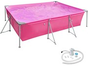 TecTake GmbH 403822 szögletes medence szűrőszivattyúval 300 x 207 x 70 cm - fukszia