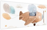 Kép - Akvarell elefánt egy repülőgépen (120x50 cm)