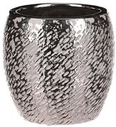 Kerámia virágcserép-burkolat, ezüst Silver, átmérő17 cm, ezüst