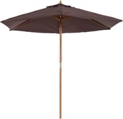 Outsunny Tálcaernyő Ø250x230 cm Teraszi Napernyő 6 Bambusz Ribs Lefogható Oszlop Anti-UV Vízálló Fa Keret Tengerpartra és Teraszra Barna | Aosom