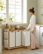 Szennyeskosár 3 rekesszel, 3 x 50 l, 94 x 33 x 78 cm, krémfehér