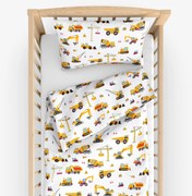 Goldea gyerek pamut ágyneműhuzat kiságyba - teherautók és kotrógépek 90 x 120 és 40 x 60 cm