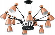 Faro Retro 12L függeszték, réz, állítható karok, E14, 300 cm
