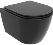 Mexen Carmen perem nélküli WC csésze, lassan záródó slim duroplast ülőkével, fekete matt - 30881085