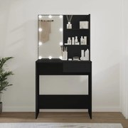 fekete fésülködőasztal LED-del 74,5 x 40 x 141 cm