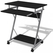 Számítógépes íróasztal kihuzható tálcás íróasztal Fekete