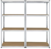 Juskys 2 darabos polc szett - 160x80x40 cm - ezüst