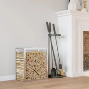 rozsdamentes acél tűzifatároló 80x28x86 cm