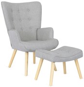 Füles Fotel Lábtartóval Szürke Színben. LOZANO 2