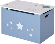 HOMCOM Fa Játékdoboz Pad Kék és Fehér Színben, Gyerekek Szobájába 55 x 34 x 35.5 cm | Aosom