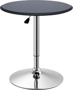 HOMCOM Bárasztal Étkezőasztal Bárasztal, Konyhai Asztal Nappaliba, Étkezőbe, Króm Acél, Műbőr, Fekete, Ø63 x 67-93 cm | Aosom