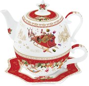 Karácsonyi porcelán egyszemélyes teás szett, 0,35 l és 0,45 l, díszdobozban - Christmas Memories