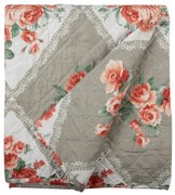 Nagy méretű steppelt ágytakaró szürke piros rózsás 240x260 cm