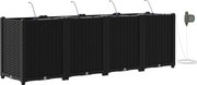 vidaXL Kerti cserép 4 pcs Fekete 160 x 40 x 53 cm Acél