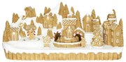 Dioráma mézeskalács város mozgó vonattal LED-es 41x17x18,3 cm
