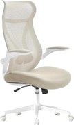 SONGMICS ergonomikus irodai szék fejtámlával, felhajtható kartámaszokkal, max. 150 kg, cappuccino bézs
