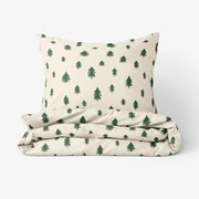 Goldea pamut ágyneműhuzat - fenyőfák natúr alapon 140 x 200 és 70 x 90 cm