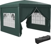 Outsunny Pavilon kb. 3x3m, Vízálló Stabil Télálló Nyitható Összecsukható Pavilon, UV Védelem 50+, Összecsukható Party Sátrazó Kert Shelter 4 Oldalfall