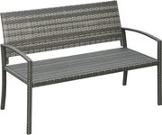 Outsunny Polyrattan Kerti Pad 2 Személyes UV-álló Pad Ergonomikus Karfával és Háttámlával, Kerti Bútor Park Pad 240 kg Teherbírással, Balkoni Pad Kert