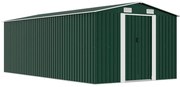 vidaXL zöld fém kerti fészer 257 x 489 x 181 cm