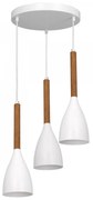 Csillár zsinóron MUZA NEW 3xE27/60W/230V bükkfa/fehér