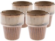 4 db Rustik kerámia bögre szett 100 ml, világosbarna