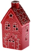 Kerámia ház LED-del, 11,4 x 20,5 x 9,1 cm, pirosmézeskalács
