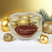 Aranyszínű üveg karácsonyi gömb szett 16*3cm