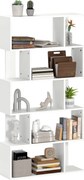 HOMCOM Aszimmetrikus Könyvespolc 5 Szinttel és 10 Nyitott Polccal, Modern Chipboard Könyvespolc, 80x24x159 cm, Fehér | Aosom