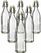 Üvegpalack klipszes záródással, 1 l, 6 db, 1 l