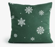 Goldea flanel párnahuzat - hópelyhek zöld alapon 40 x 40 cm