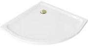 Mexen Flat félköríves slim 100 x 100 cm, fehér, arany szifon - 41101010G
