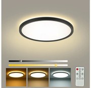 Brilagi - ULTRA SLIM dimmelhető LED lámpatest, 18 W, 230 V, átm. 30 cm, fekete + távirányító