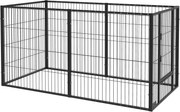 PawHut 6-panelos Állítható Kutyajátszó Állvány Állatkerítés Acélváz 82,5-150x79x81 cm Fekete | Aosom
