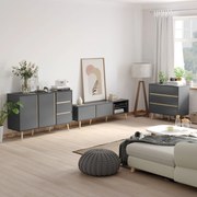 HOMCOM 3-fiókos Komód Szürke Skandináv Dizájn - 80 x 40 x 80 cm | Aosom